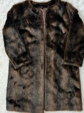 Y2K Express Brown Faux Fur Coat - Women's Long Jacket